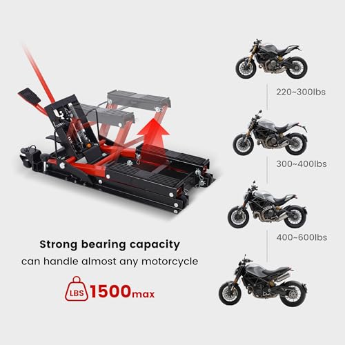 1500LBS Hydraulic Motorcycle Lift Jack with 4 Wheels E6965