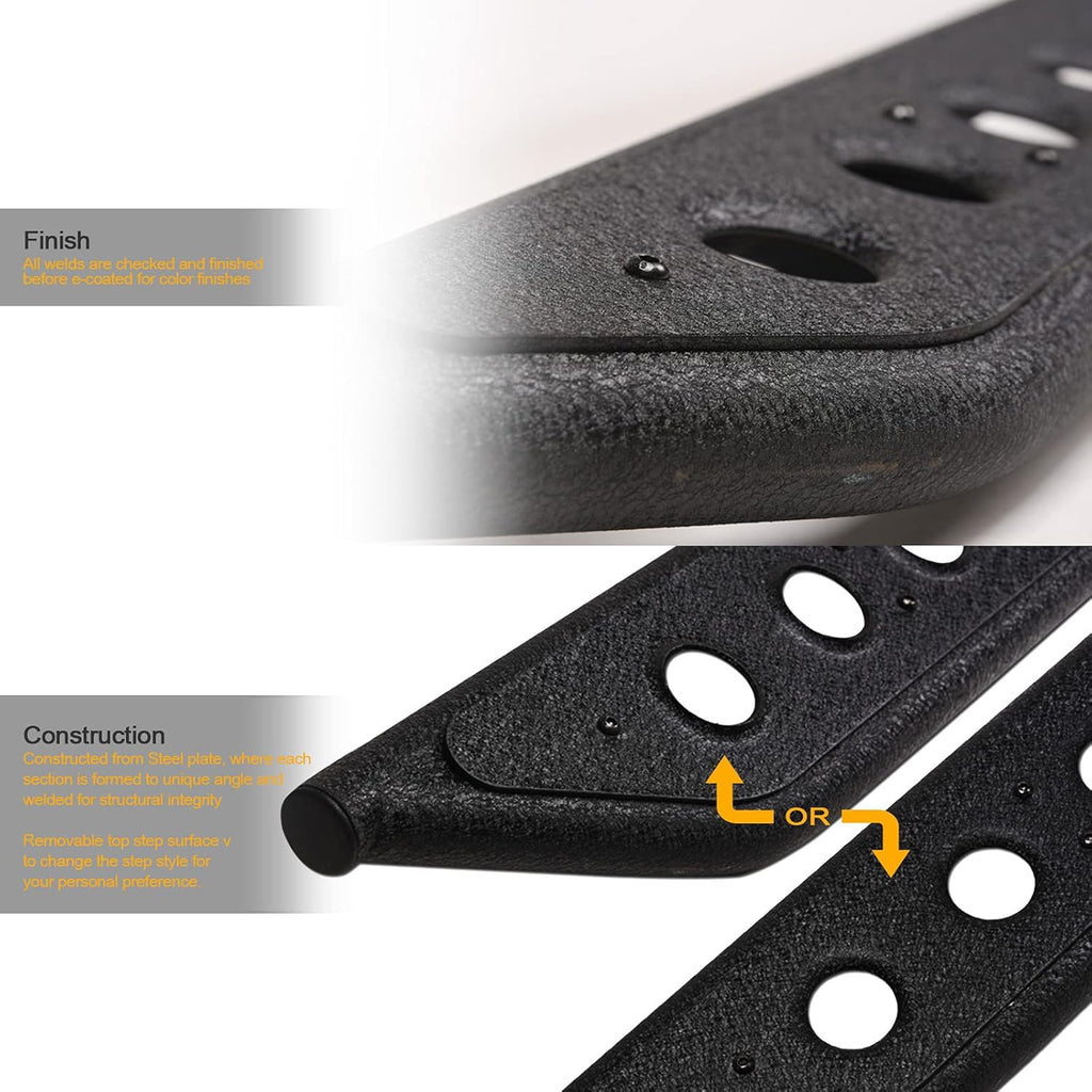 Textured Black Rock Slider Side Step Rail Nerf Bars for Ram 1500 Crew Cab X502