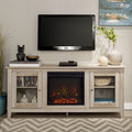 White Oak Fireplace TV Stand D7378