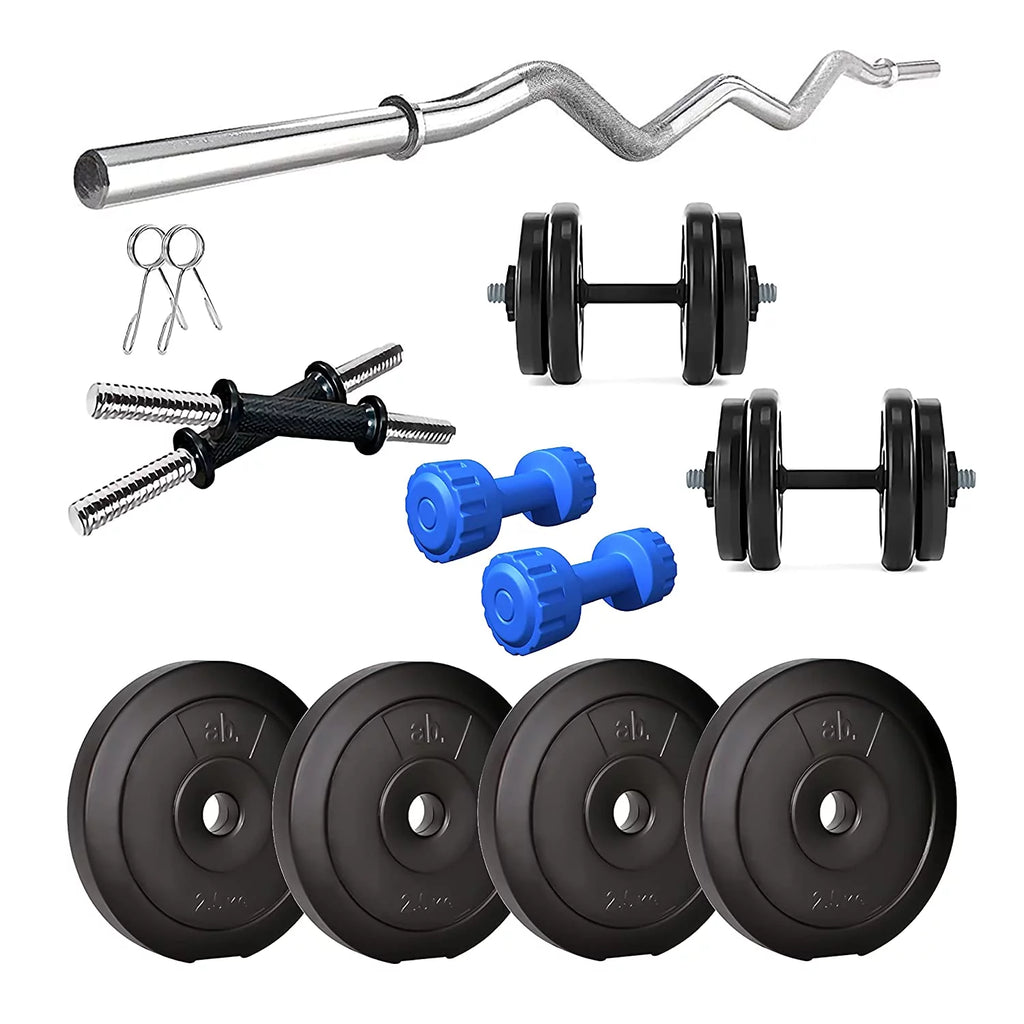10 Kg PVC Home Gym Set with Curl and Dumbbell Rods M378268