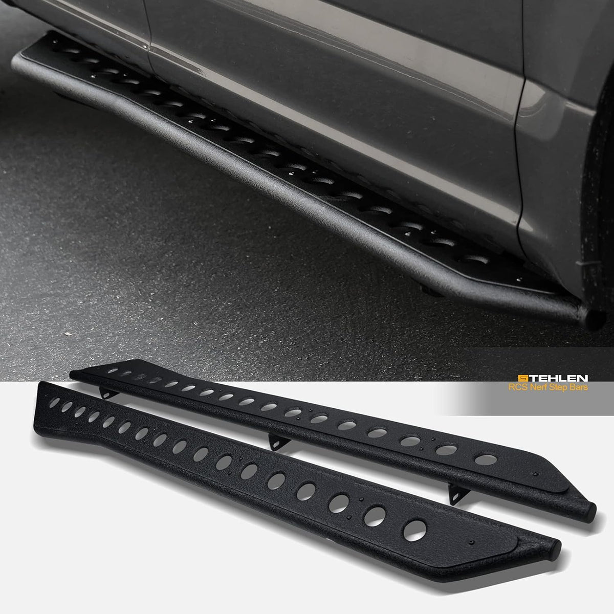 Textured Black Rock Slider Side Step Rail Nerf Bars for Ram 1500 Crew Cab X502