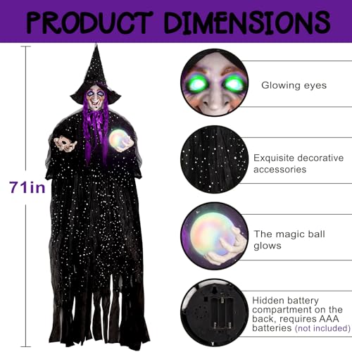 Hanging Talking Animatronics Witch with Sound Activated R748